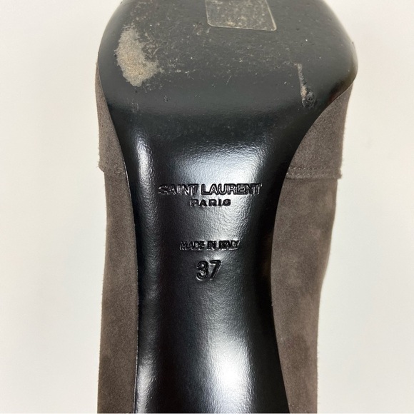 Saint Laurent Paris High Heeled Grey Suede Pointy Toe Ankle Boots Size 37 - Picture 9 of 13